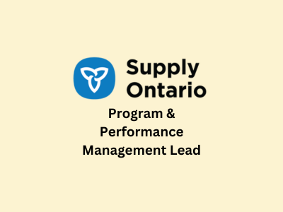 Program & Performance Management Lead, Supply Ontario